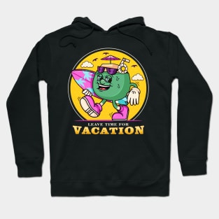 Vacation, cartoon mascots drink young coconuts while carrying surfboards Hoodie